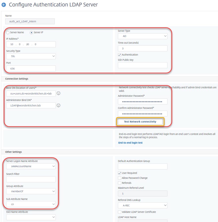 NetScaler LDAP definition