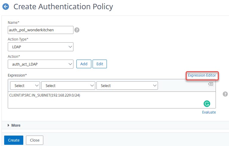 NetScaler authentication policy