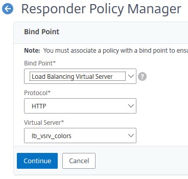 NetScaler: Binding a policy using policy manager