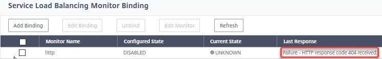 NetScaler Monitor: HTTP monitor showing error
