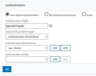 NetScaler AAA: Enabling authentication to a load-balancing or content-switching vServer