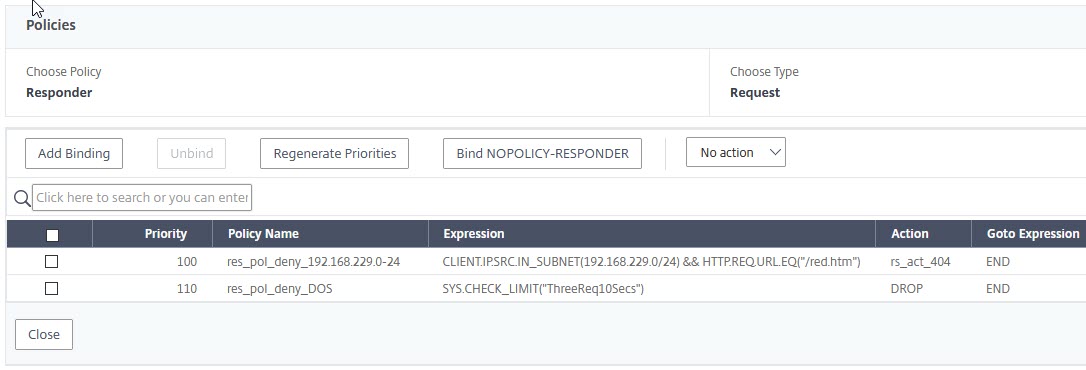 NetScaler: Binding a Rate limiting policy for DOS protection