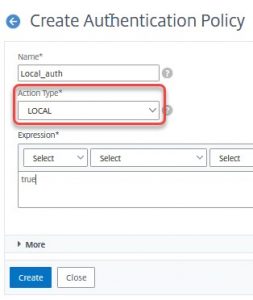 NetScaler: Local authentication policy