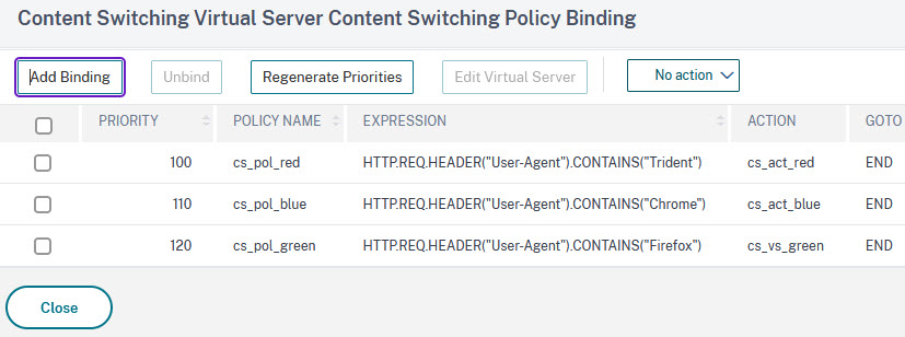 Citrix ADC/NetScaler: Binding content-switching Policies